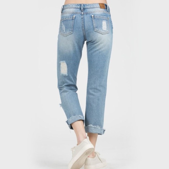 Destroyed Vintage Washed Ankle Cut Boyfriend Jeans - Picture 4 of 5